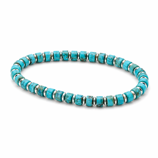 Turquoise Heishi Beaded Bracelet – Minimalist Stretch Stacking Bracelet