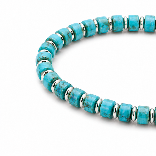 Turquoise Heishi Beaded Bracelet – Minimalist Stretch Stacking Bracelet