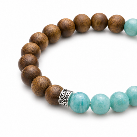 Monk-Blessed Wooden Mala Bracelet for Calm & Balance