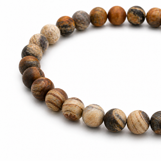 Monk-Blessed Earth Stone Mala Bracelet for Grounding & Balance
