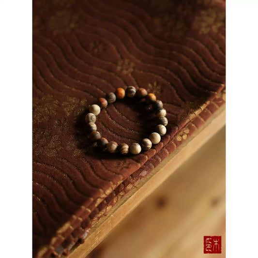 Monk-Blessed Earth Stone Mala Bracelet for Grounding & Balance