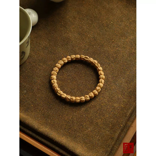 Monk-Blessed Natural Wooden Mala Bracelet for Meditation & Mindful Living